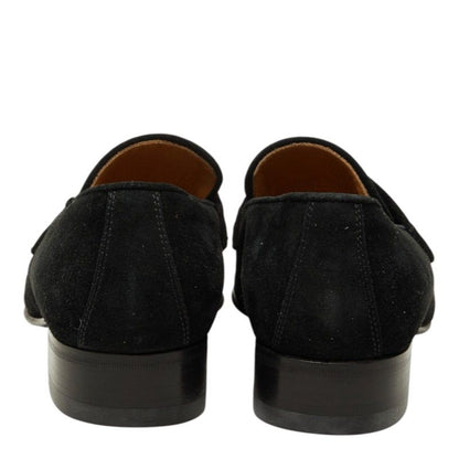 Gucci Sherry Line Loafers Shoes Black Suede — view 2
