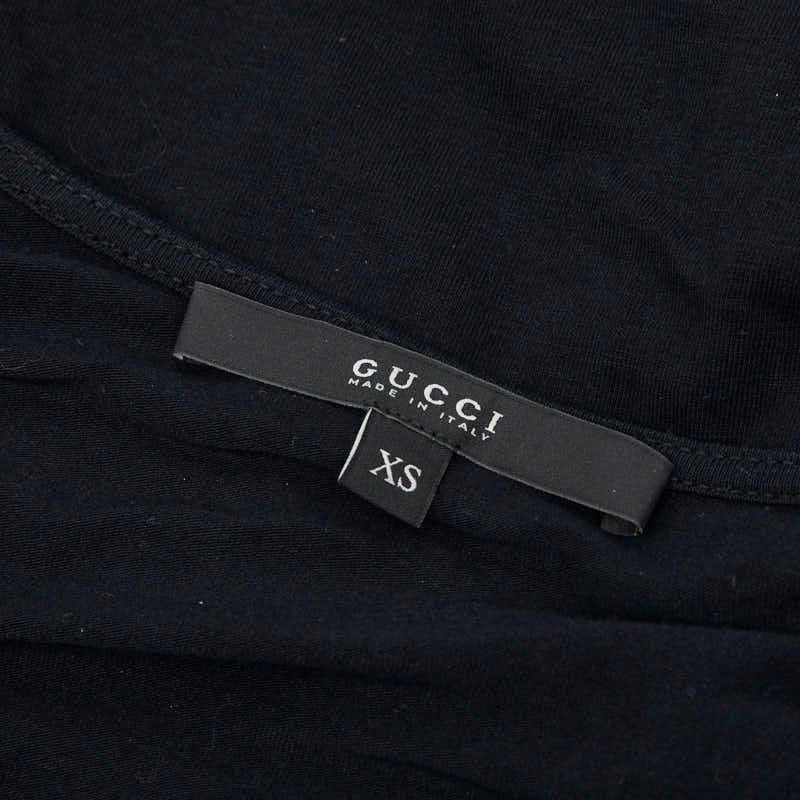 Gucci Sherry Line Sleeve Front Gathers Top T-Shirt Black Cotton Polyester — view 4