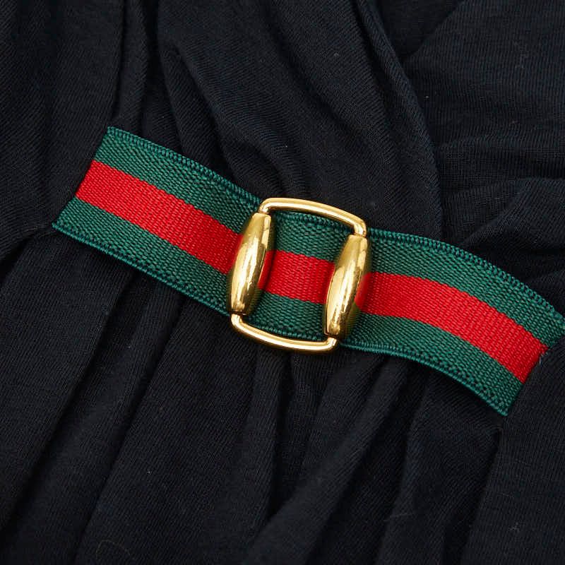 Gucci Sherry Line Sleeve Front Gathers Top T-Shirt Black Cotton Polyester — view 3