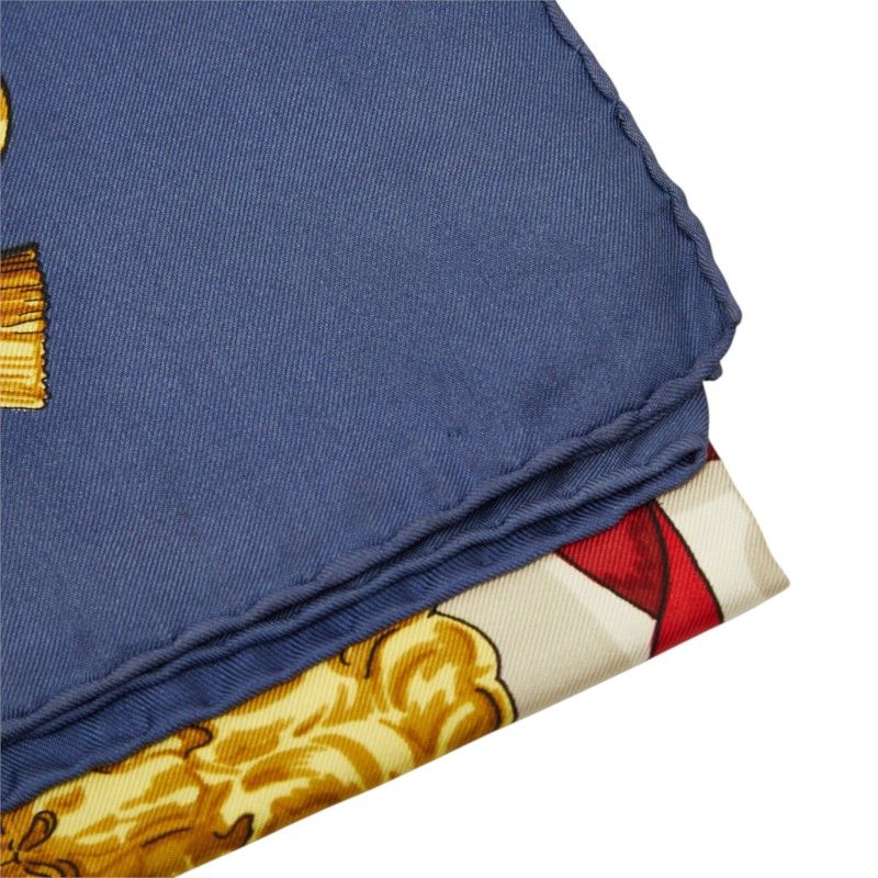 Hermes Carre 90 Ferronnerie Ironwork Scarf Large Navy Ivory Multicolor Silk — view 3