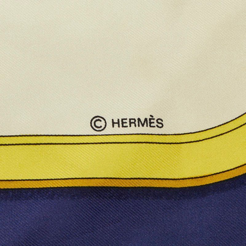 Hermes Carre 90 Grand Apparat Horse in Full Dress Scarf Large Format Navy Ivory — view 3