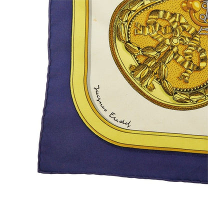 Hermes Carre 90 Grand Apparat Horse in Full Dress Scarf Large Format Navy Ivory — view 5