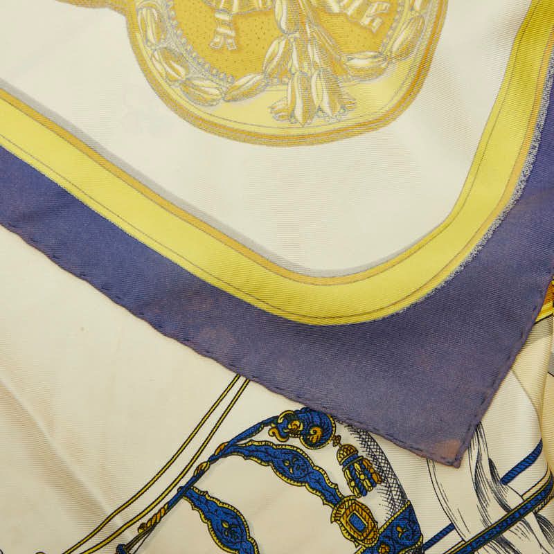 Hermes Carre 90 Grand Apparat Horse in Full Dress Scarf Large Format Navy Ivory — view 6