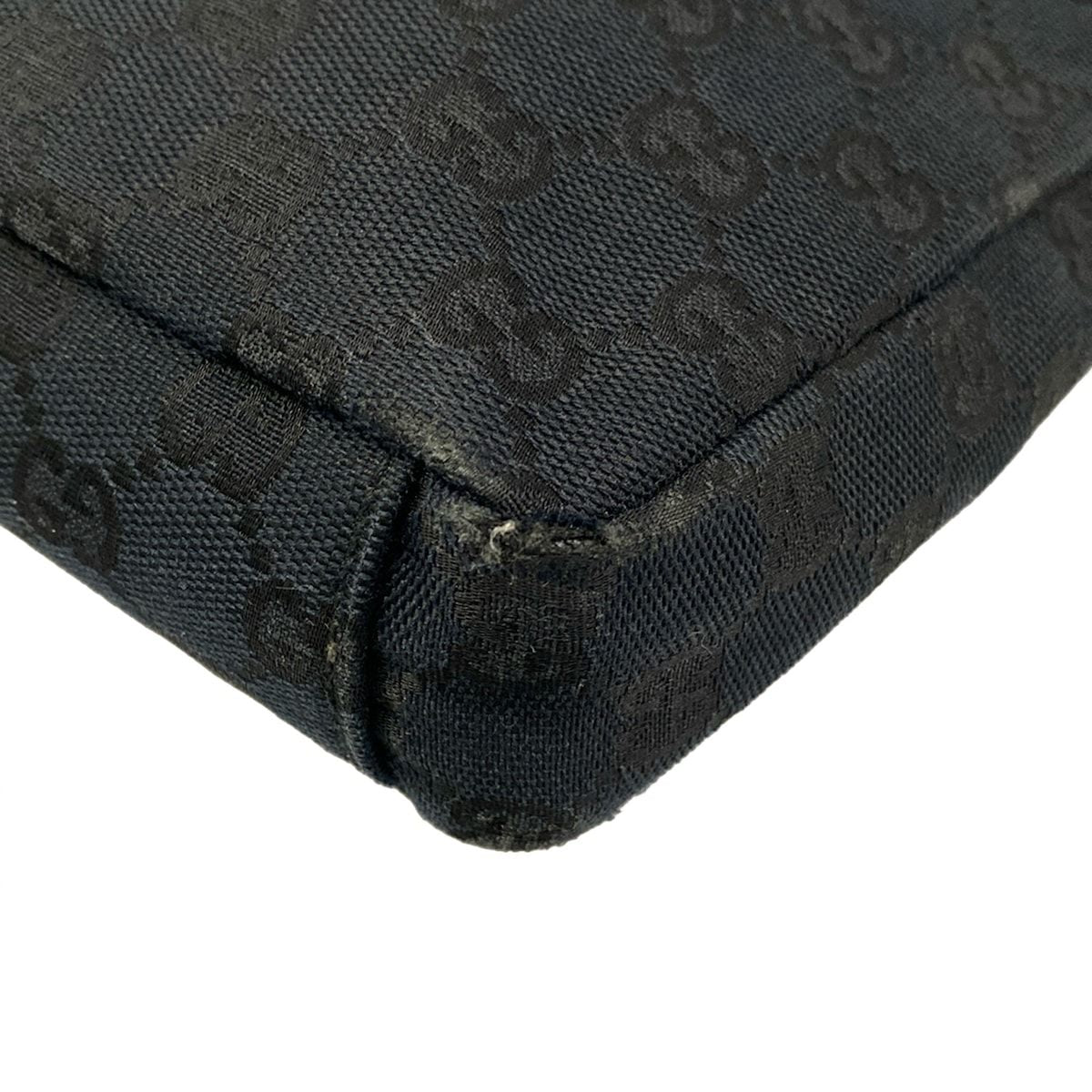 Gucci Shoulder Bag GG Pattern Metal Bar Black Leather — view 6
