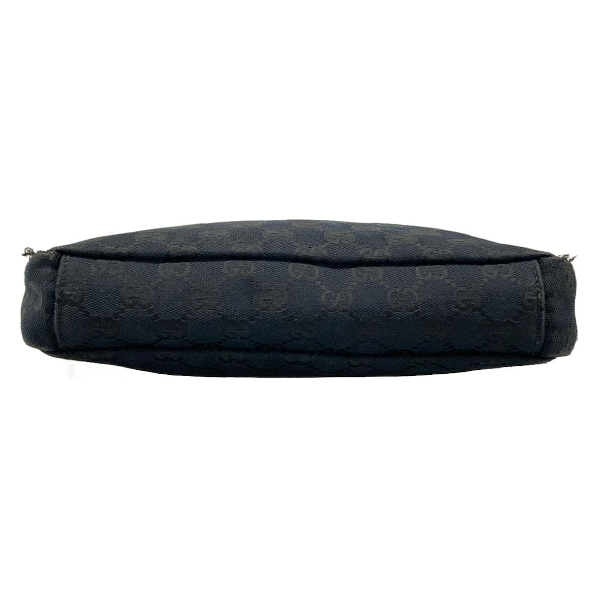 Gucci Shoulder Bag GG Pattern Metal Bar Black Leather — view 5
