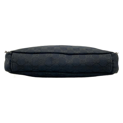 Gucci Shoulder Bag GG Pattern Metal Bar Black Leather — view 5