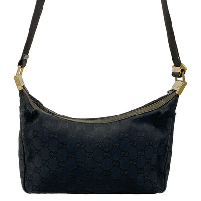 Gucci Shoulder Bag GG Pattern Metal Bar Black Leather — view 3