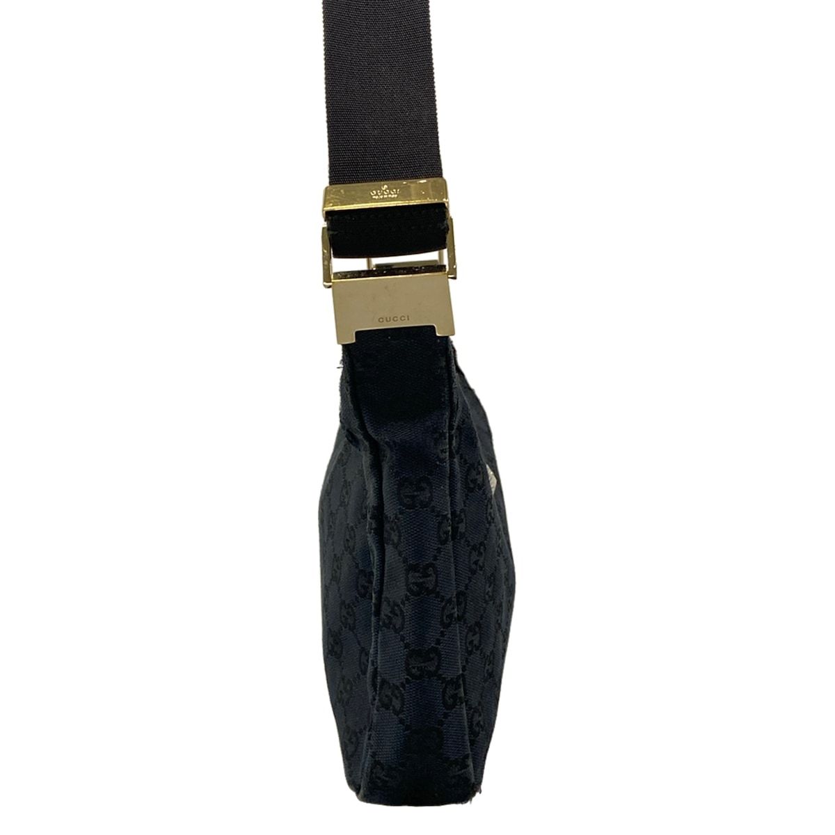 Gucci Shoulder Bag GG Pattern Metal Bar Black Leather — view 2