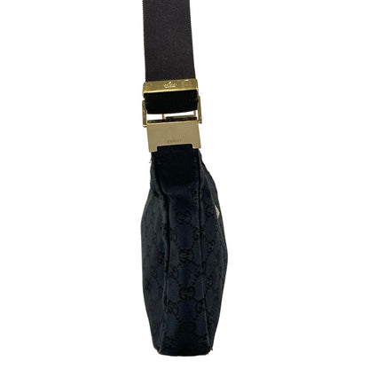 Gucci Shoulder Bag GG Pattern Metal Bar Black Leather — view 2