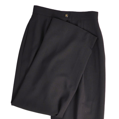 Chanel 95P Vintage Pants Trousers Wide CC Logo Button Wool Black 40 — view 3