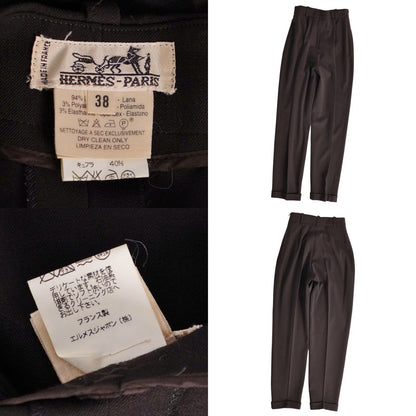Hermes Vintage Pants Trousers Long Wool Brown 38 — view 6