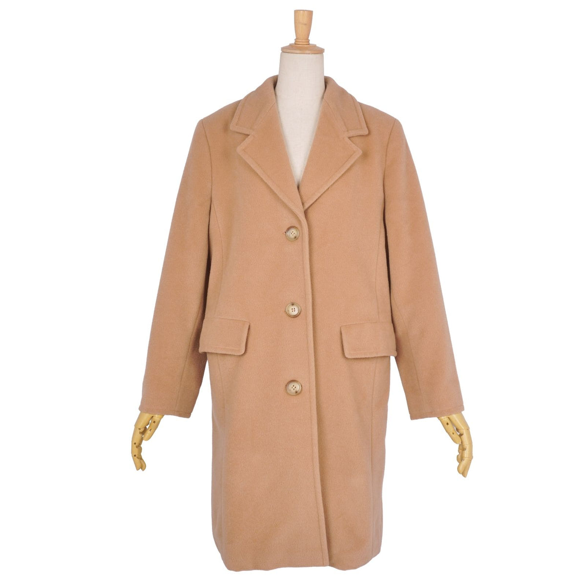 Max Mara Coat Long Chesterfield White Tag Wool Brown — view 3