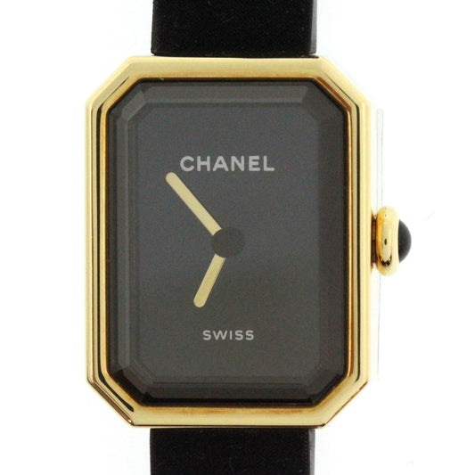 Chanel Premiere Ribbon Watch 18K Yellow Gold 18K Titanium Rubber Black Dial