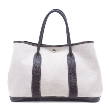 Hermes Garden Party PM Natural Dark Brown Silver Canvas Tote