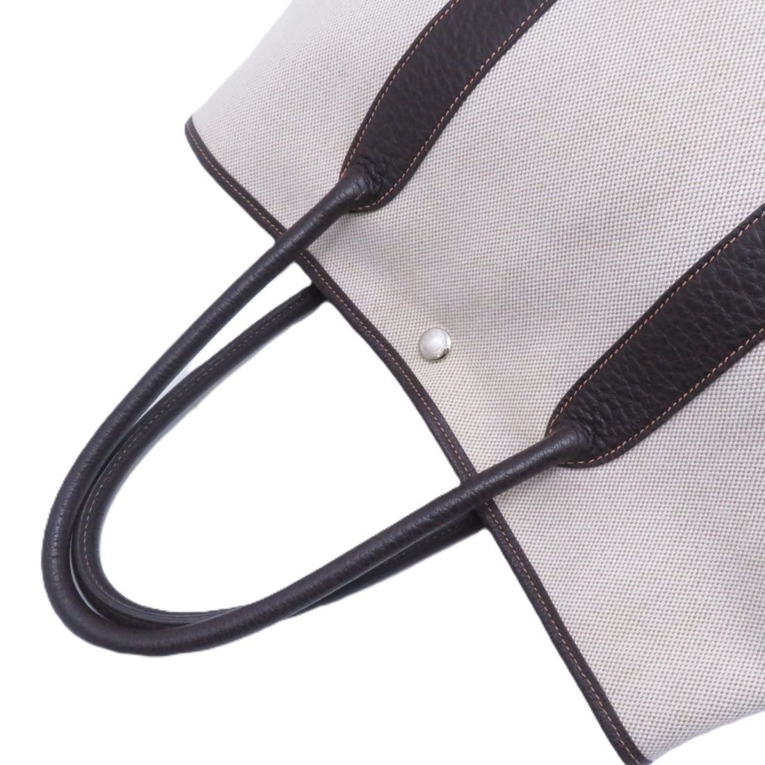 Hermes Garden Party PM Natural Dark Brown Silver Canvas Tote — view 4