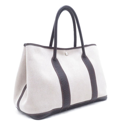 Hermes Garden Party PM Natural Dark Brown Silver Canvas Tote — view 2