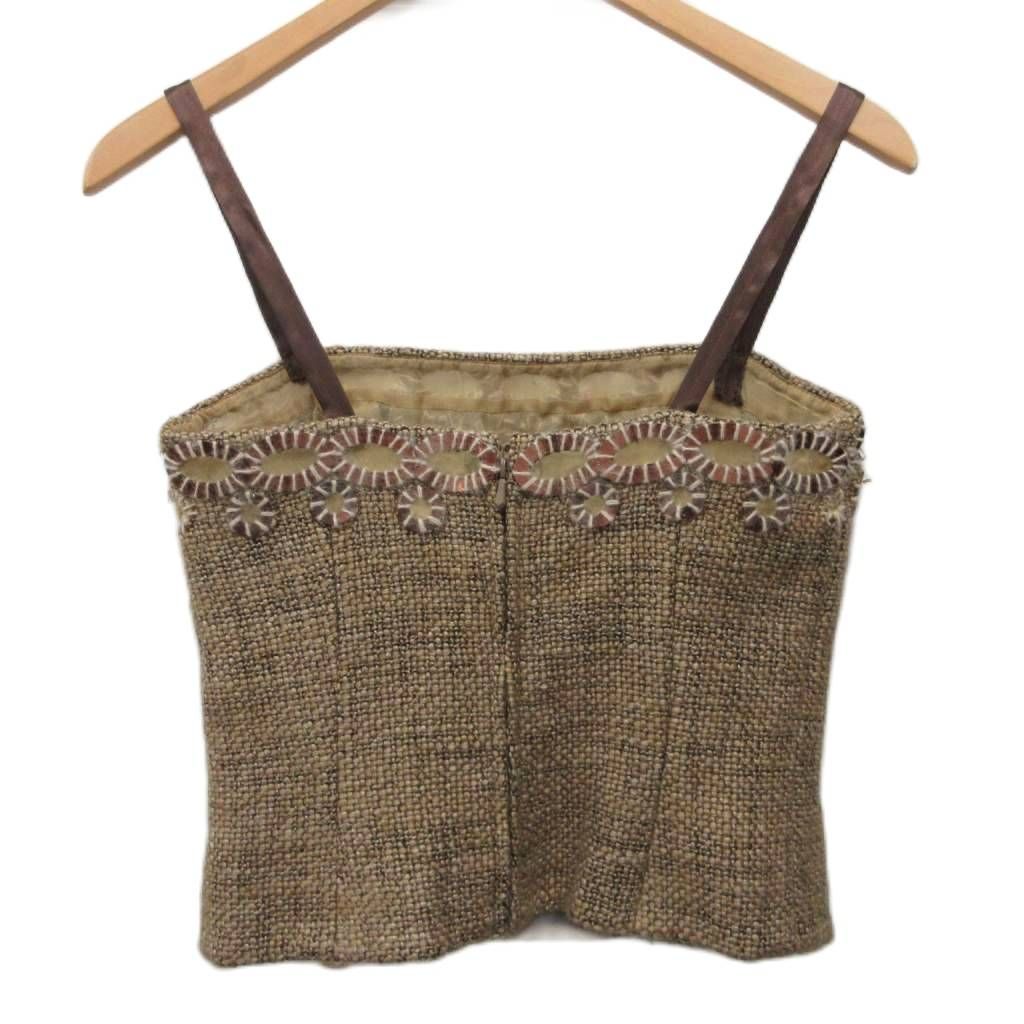 Chanel 00A Set Camisole Bustier Bijou Skirt Tweed Style Brown 40 — view 2