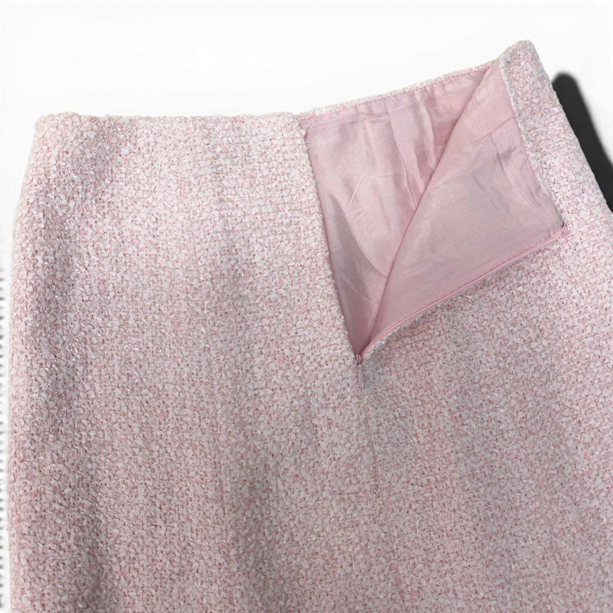 Chanel 04C Fancy Tweed Knee Length Skirt CC Logo Pink — view 2