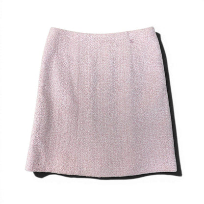 Chanel 04C Fancy Tweed Knee Length Skirt CC Logo Pink