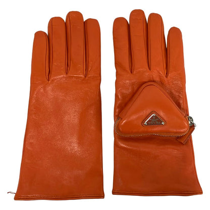 Prada Gloves Orange Leather — view 2