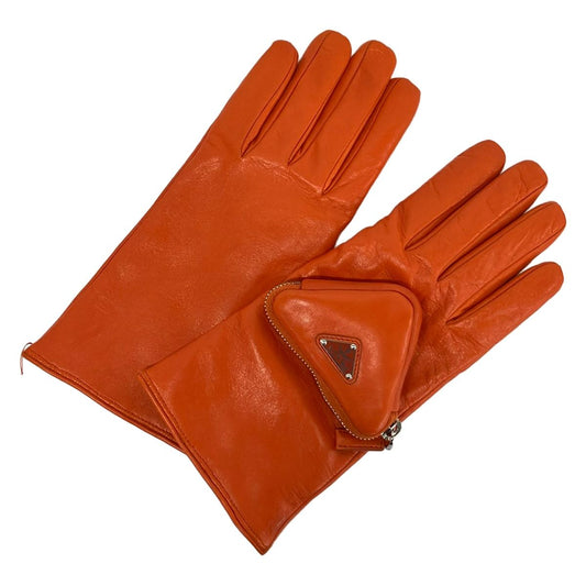 Prada Gloves Orange Leather