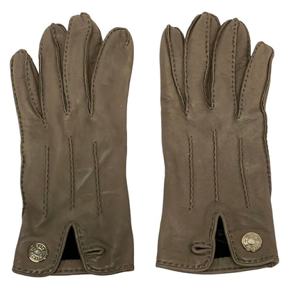 Hermes Gloves Gray Beige Sellier Leather — view 2
