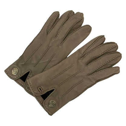 Hermes Gloves Gray Beige Sellier Leather