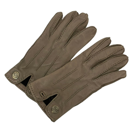 Hermes Gloves Gray Beige Sellier Leather