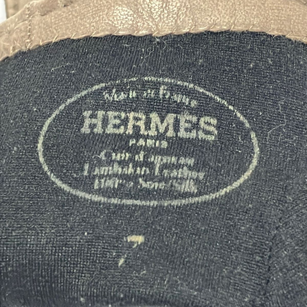 Hermes Gloves Gray Beige Sellier Leather — view 4
