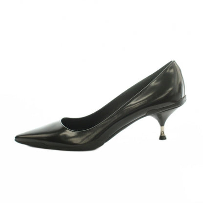 Prada Pumps Pointed Toe Kitten Heels Leather Black — view 2