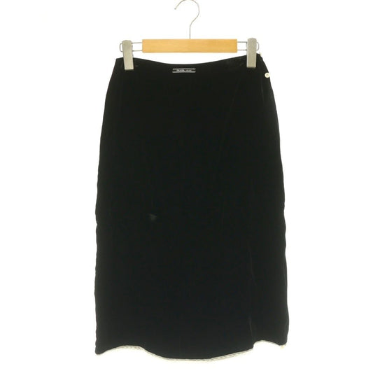 Prada Velvet Underskirt Skirt Mimore Long Semi Flare 1 Black