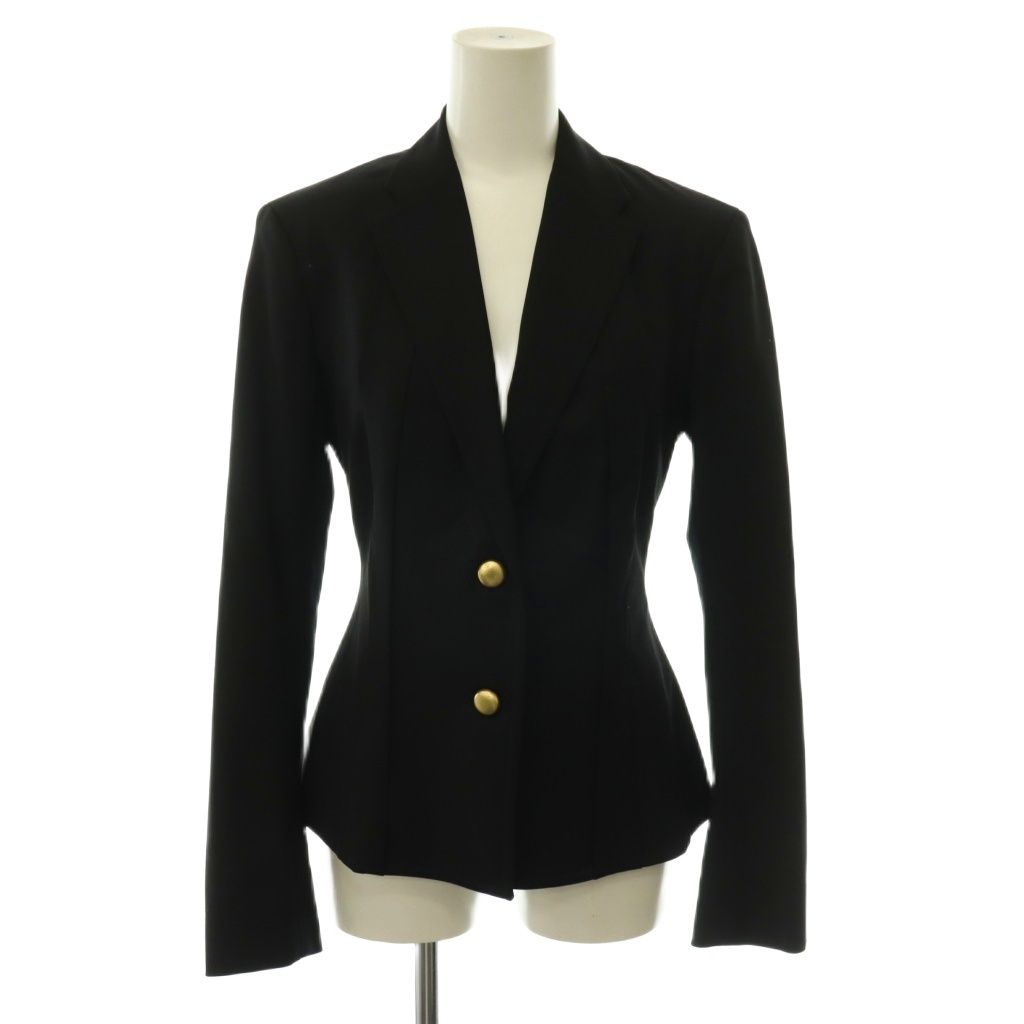 Saint Laurent Skirt Suit Set Gold Button Tailored Jacket Long Black — view 2