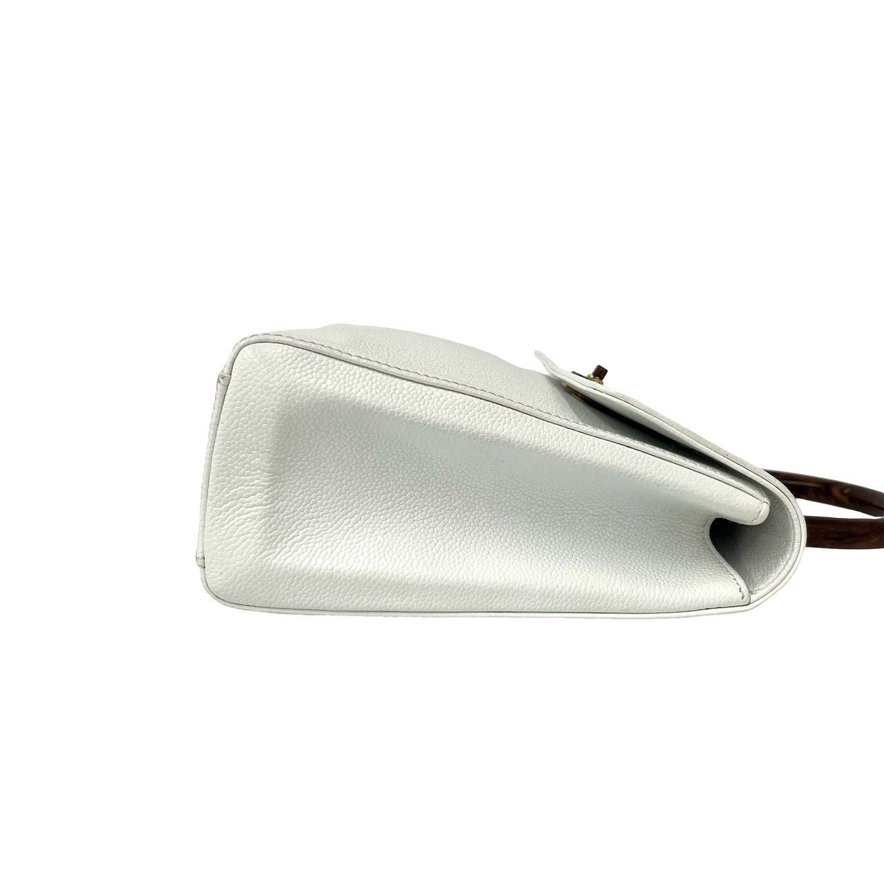 Chanel Vintage CC Logo Caviar Leather Handbag Mini Tote White — view 6