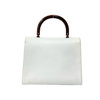 Chanel Vintage CC Logo Caviar Leather Handbag Mini Tote White — view 3