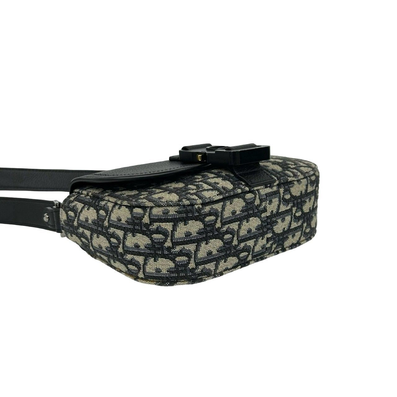 Dior Saddle Pouch Oblique Leather Canvas Shoulder Bag Pochette Black — view 7
