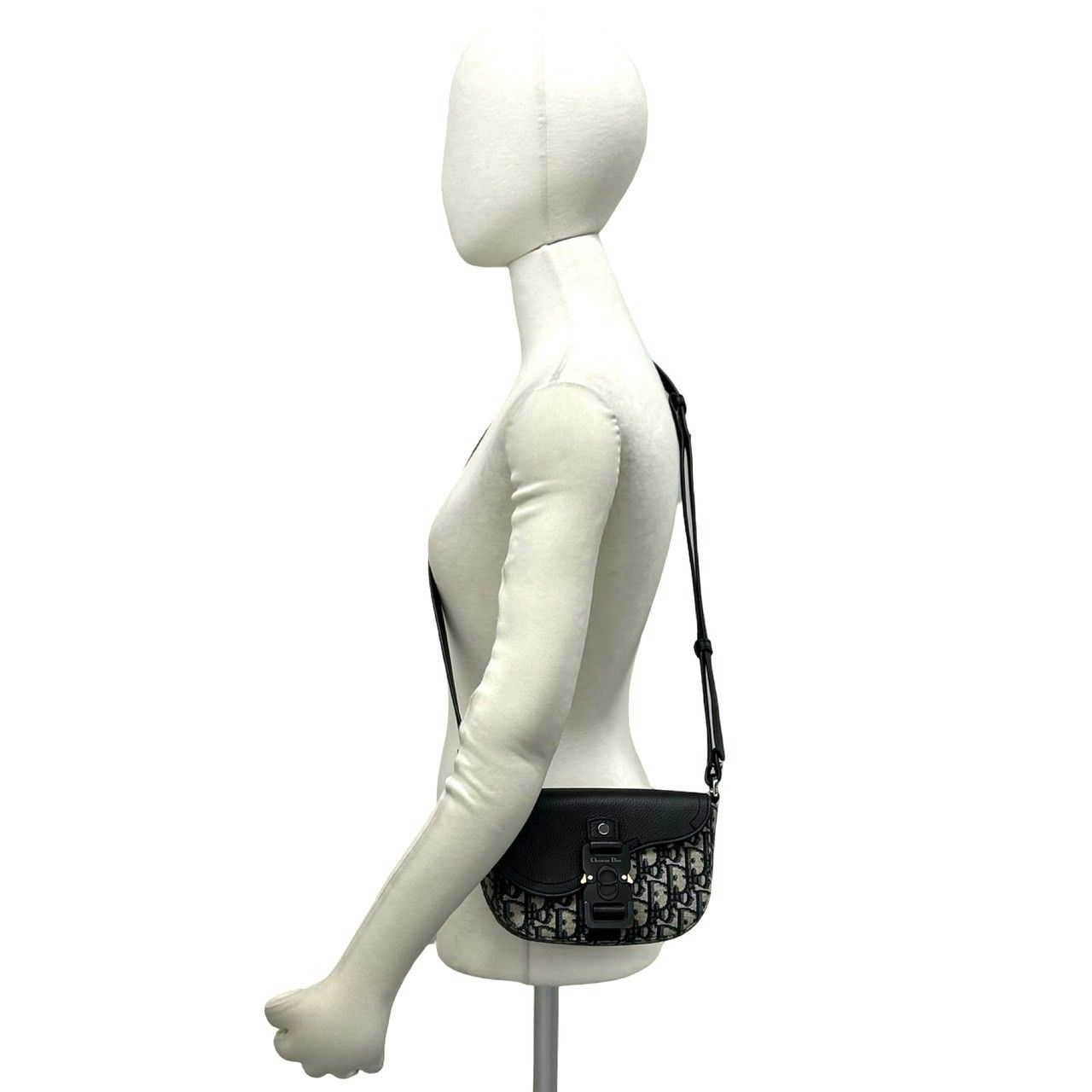 Dior Saddle Pouch Oblique Leather Canvas Shoulder Bag Pochette Black — view 2