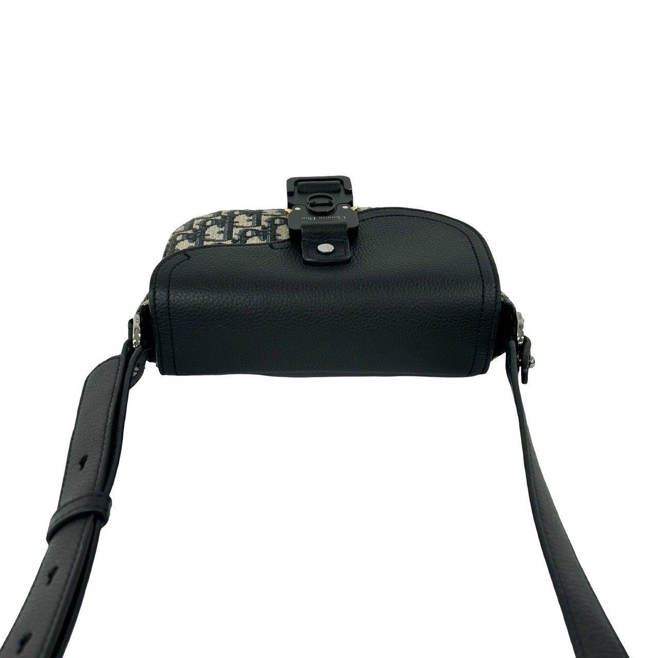 Dior Saddle Pouch Oblique Leather Canvas Shoulder Bag Pochette Black — view 4