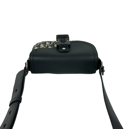 Dior Saddle Pouch Oblique Leather Canvas Shoulder Bag Pochette Black — view 4