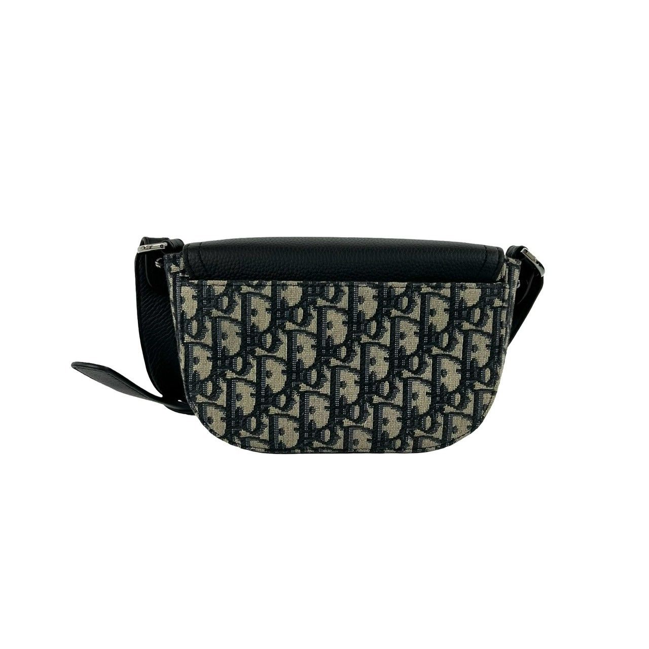 Dior Saddle Pouch Oblique Leather Canvas Shoulder Bag Pochette Black — view 3