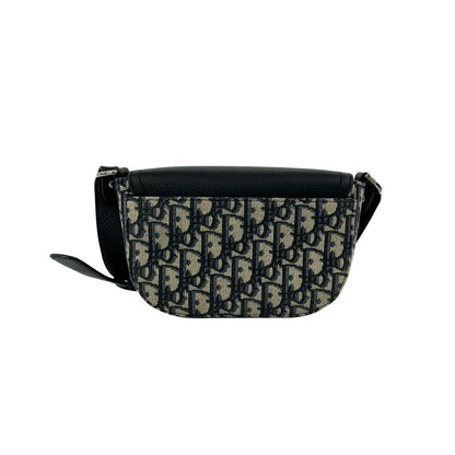 Dior Saddle Pouch Oblique Leather Canvas Shoulder Bag Pochette Black — view 3