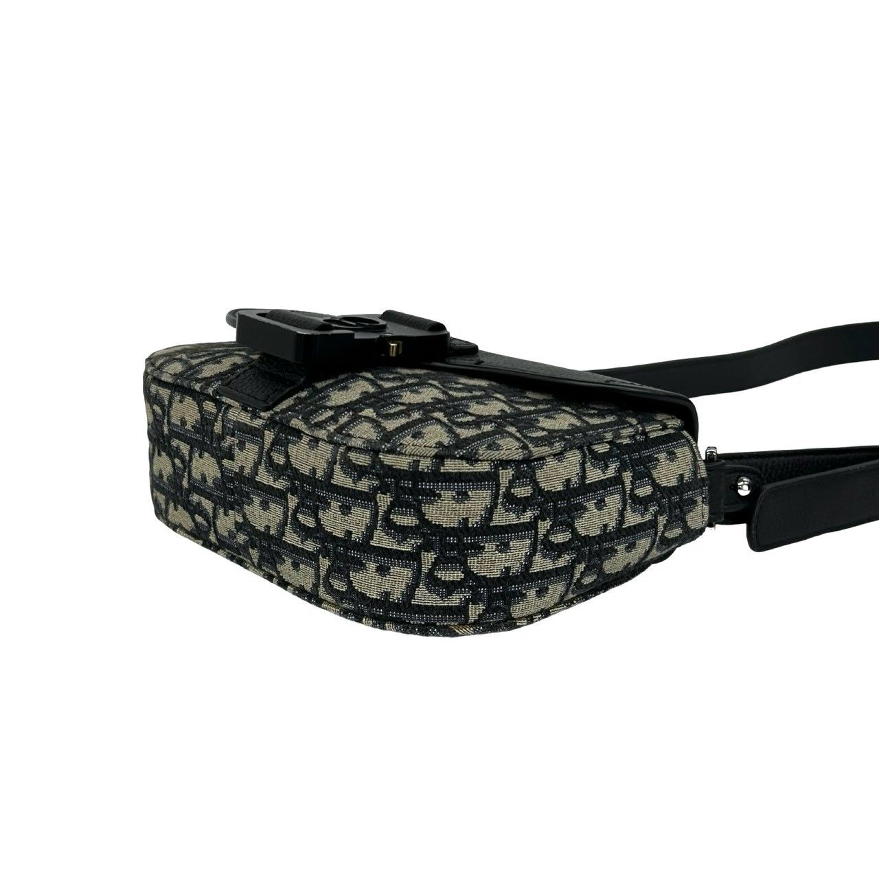 Dior Saddle Pouch Oblique Leather Canvas Shoulder Bag Pochette Black — view 8