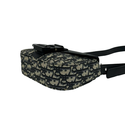 Dior Saddle Pouch Oblique Leather Canvas Shoulder Bag Pochette Black — view 8
