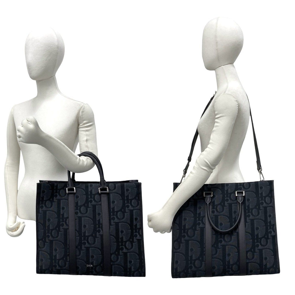 Dior East West Oblique Leather Tote Black — view 2