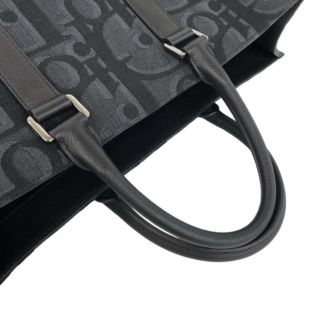 Dior East West Oblique Leather Tote Black — view 4