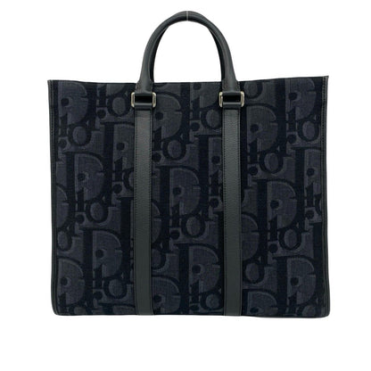 Dior East West Oblique Leather Tote Black — view 3