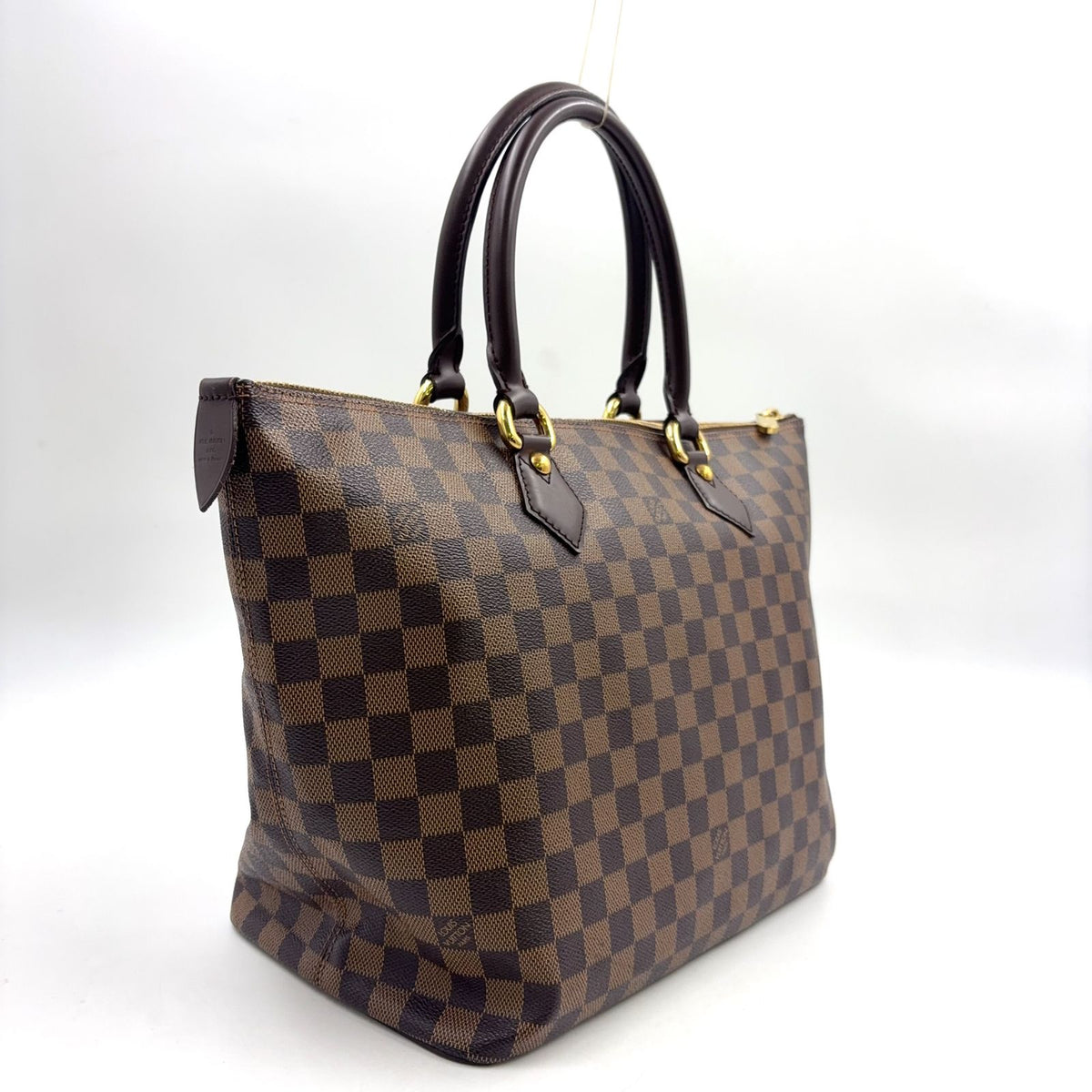 Louis Vuitton Saleya MM Damier Ebene Leather Brown Tote Gold — view 2