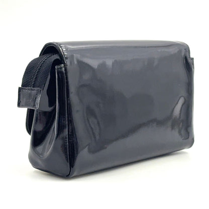 Chanel CC Logo Patent Leather Black Pouch Gold — view 2