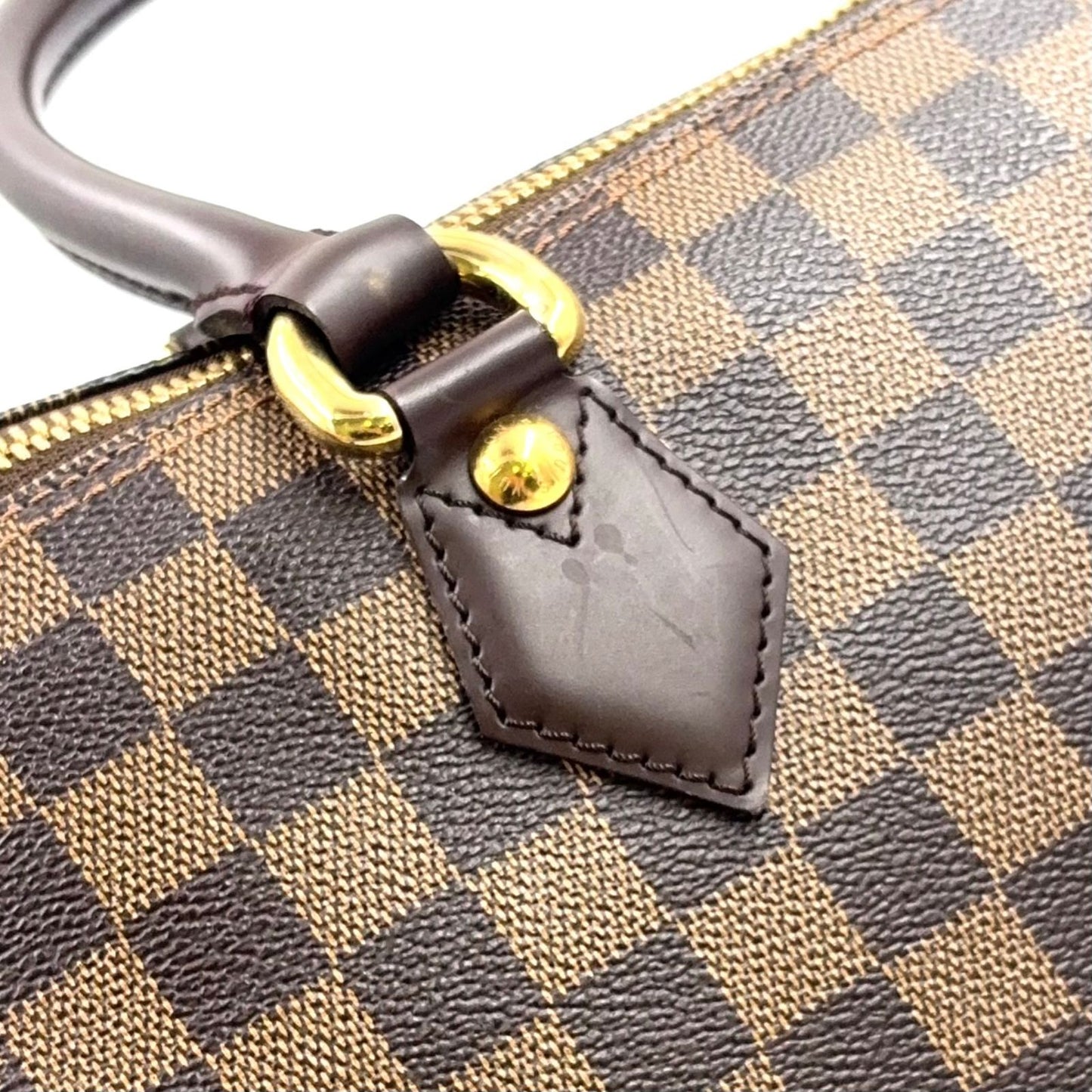 Louis Vuitton Saleya MM Damier Ebene Leather Brown Tote Gold — view 7