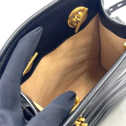 Gucci GG Marmont 2-Way Shoulder Leather Black Handbag Gold — view 5