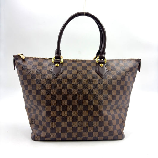 Louis Vuitton Saleya MM Damier Ebene Leather Brown Tote Gold